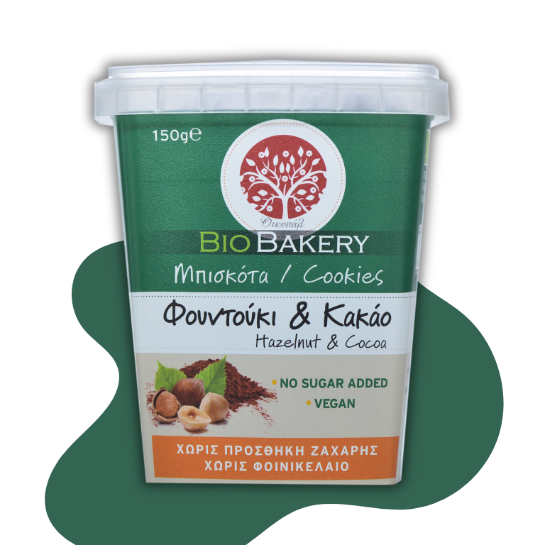 Βιολογικά Μπισκότα Φουντούκι & Κακάο Bio Bakery Οικοπάλ